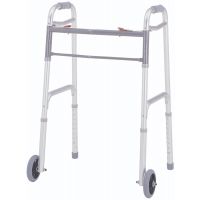 Deluxe Folding Walker, Two Button with 5 wheels & glide tips, 
                                            4 ctn 
